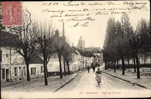 Ak Crezancy Aisne, Rue de Conde