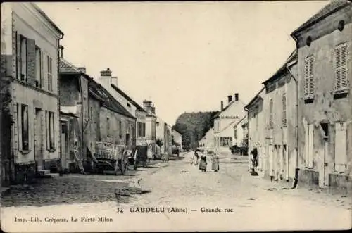 Ak Gaudelu Aisne, Grande rue