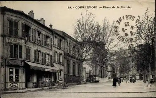 Ak Courbevoie Hauts de Seine, Place de la Mairie