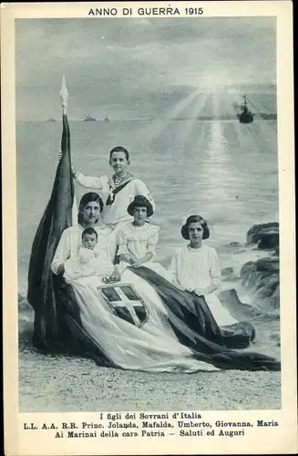 Ak I figli dei Sovrani d'Italia, Anno di Guerra 1915, Princ. Jolanda, Mafalda, Umberto, Giovanna
