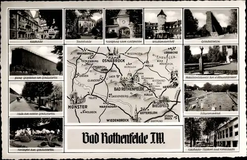 Ak Bad Rothenfelde am Teutoburger Wald, Gradierwerk, Schwimmbad, Weidtmannshof, Landkarte, Badehaus