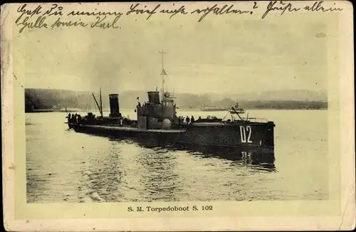 Ak Deutsches Kriegsschiff, SM Torpedoboot S 102, Kaiserliche Marine