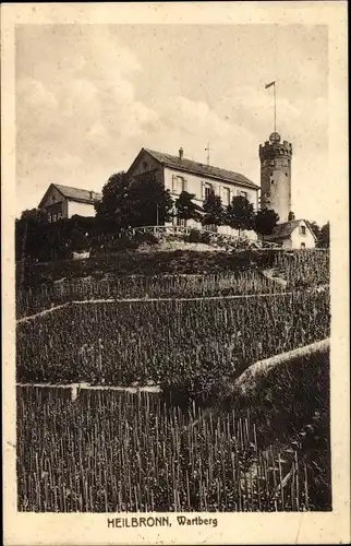 Ak Heilbronn am Neckar, Wartberg, Feld, Turm, Fahne, Mauerwerk