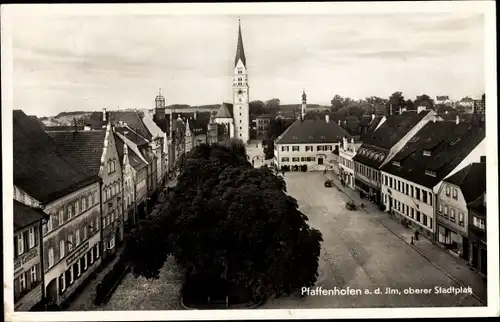 Ak Pfaffenhofen an der Ilm im Hallertau Oberbayern, Oberer Stadtplatz, Glockenturm