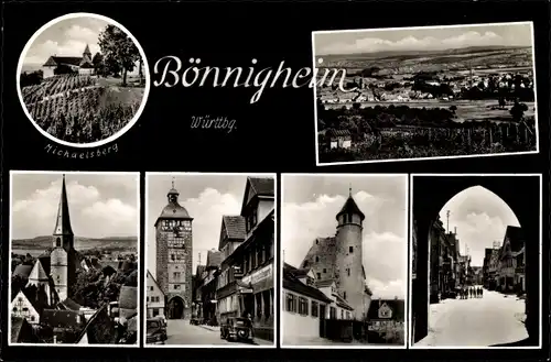 Ak Bönnigheim, Michaelsberg, Alte Burg, Oberes Tor, Durchgang, Kirche, Panoramaansicht von Ortschaft