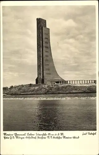 Ak Laboe in Schleswig Holstein, Marine Ehrenmal, Gesamtansicht, Ufer