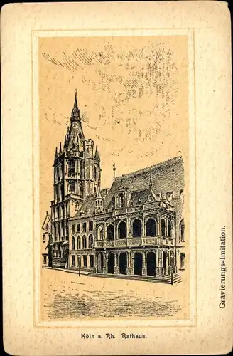Künstler Ak Köln, Rathaus, Gesamtansicht
