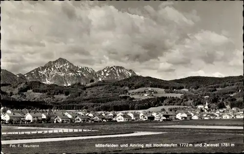 Ak Mitterfelden Ainring in Oberbayern, Hochstaufen, Zwiesel, Panoramaansicht von Ortschaft