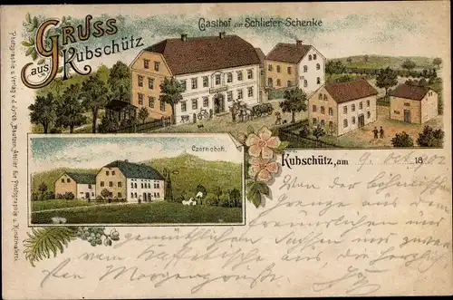 Litho Rabitz Kubschütz in Sachsen, Gasthof zur Schlieferschenke, Czorneboh