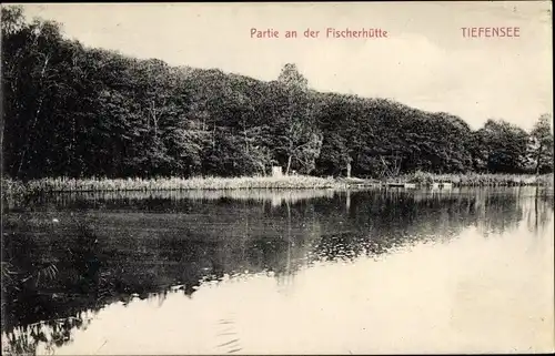 Ak Tiefensee Werneuchen in Brandenburg, Uferpartie, Fischerhütte