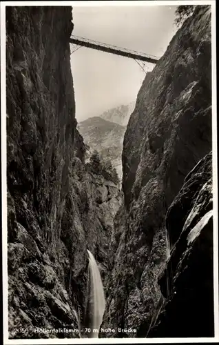 Ak Hammersbach Grainau, Höllentalklamm, hohe Brücke, Schlucht