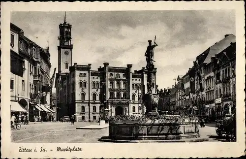 Ak Zittau in Sachsen, Marktplatz