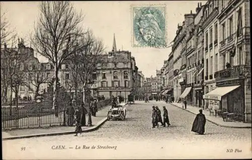 Ak Caen Calvados, Rue de Strasbourg