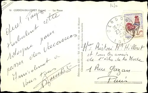 Ak Cerdon Loiret, La Place