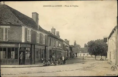 Ak Cerdon Loiret, Place de l'Eglise