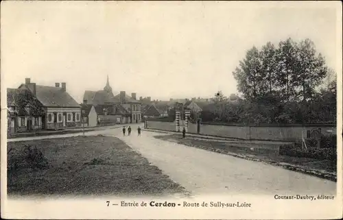 Ak Cerdon Loiret, Route de Sully sur Loire