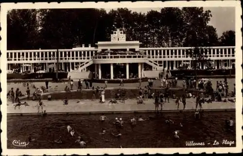 Ak Villennes sur Seine Yvelines, La Plage, promenade, bâtiment