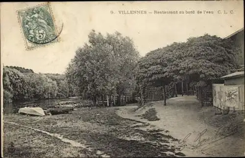 Ak Villennes sur Seine Yvelines, Restaurant au bord de l'eau