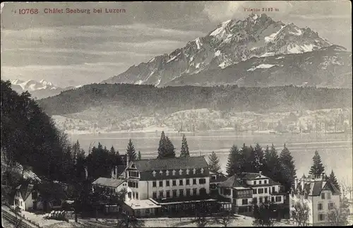 Ak Luzern Stadt Schweiz, Chalet Seeburg, Pilatus