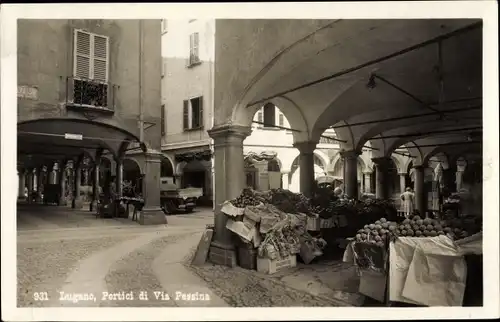 Ak Lugano Kt Tessin Schweiz, Portici di Via Pessina