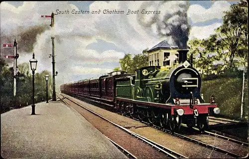 Ak Britische Eisenbahn, Dampflokomotive, South Eastern and Chatham Boat Express
