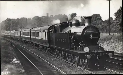 Ak Britische Eisenbahn, Dampflokomotive 21, LB & SCR, Sunny South Express, Balham