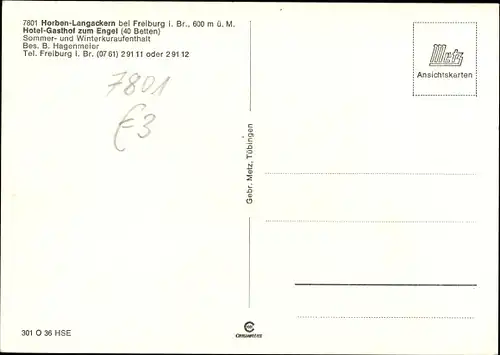 Ak Horben Breisgau Baden Württemberg, Hotel Gasthof zum Engel, Außenansicht, Speisesaal