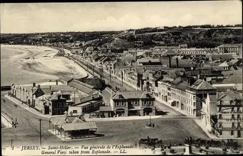 Ak Saint Helier Kanalinsel Jersey, Vue generale de l'Esplanade, General View taken from Esplanade