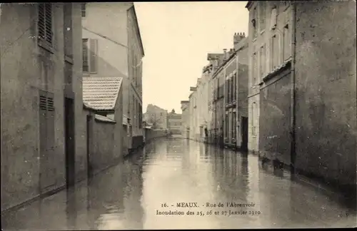 Ak Meaux Seine-et-Marne, Rue de l'Abreuvoir, Inondation des 25, 26 et 27 Janvier 1910