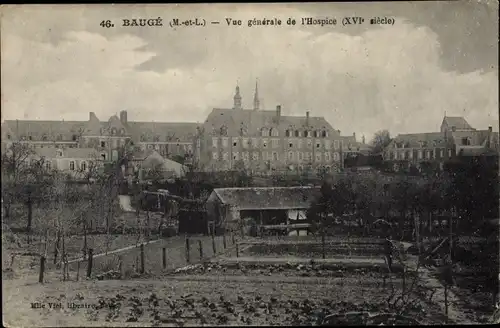 Ak Baugé Maine et Loire, Vue generale de l'Hospice