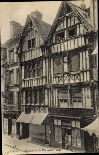 Ak Caen Calvados, Vieilles Maisons Rue Saint Pierre