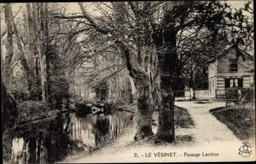 Ak Le Vésinet Yvelines, Passage Lenôtre, arbres, maison