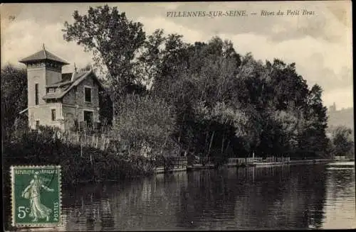 Ak Villennes sur Seine Yvelines, rivers du Petit Bras, maison