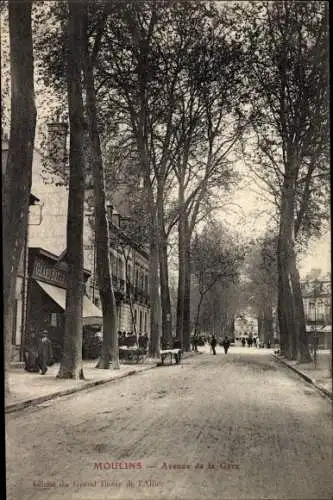 Ak Moulins Allier, Avenue de la Gare