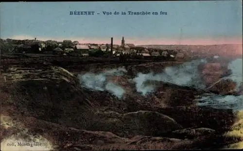 Ak Bezenet Allier, Vue de la Tranchee en feu