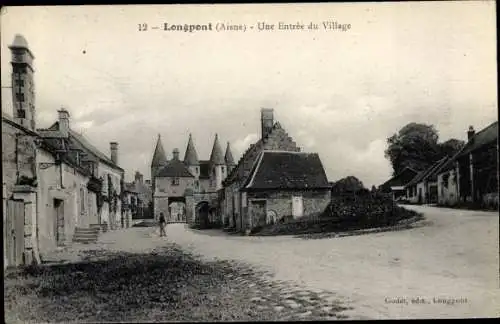 Ak Longpont Aisne, Une Entree du Village