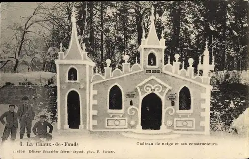 Ak La Chaux de Fonds Neuenburg, Chateau de neige et ses constructeurs