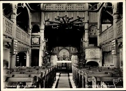 Ak Hahnenklee Bockswiese Goslar in Niedersachsen, Inneres der evangelischen Kirche