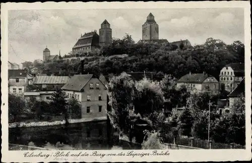Ak Eilenburg an der Mulde Sachsen, Burg von der Leipziger Brücke gesehen