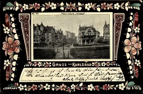 Passepartout Ak Karlovy Vary Karlsbad Stadt, Villenkolonie Westend