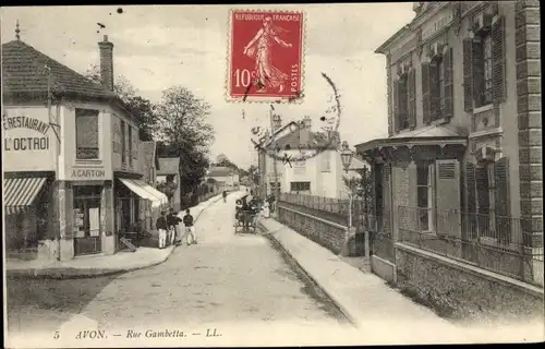 Ak Avon Seine et Marne, Rue Gambetta, Restaurant