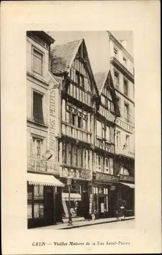 Ak Caen Calvados, Rue Saint Pierre, Vieilles Maisons