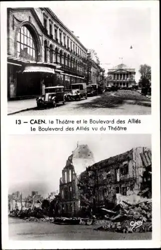 Ak Caen Calvados, Theatre, Boulevard des Allies