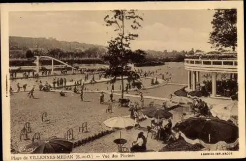 Ak Villennes Médan Yvelines, vue des piscines