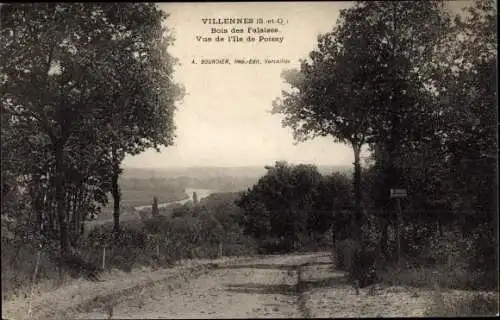 Ak Villennes sur Seine Yvelines, Bois des Falaises, Vue de l'Ile de Poissy