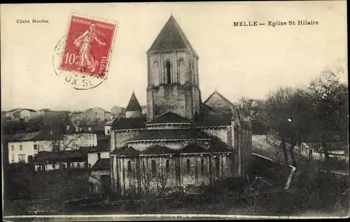 Ak Melle Deux Sèvres, Eglise St Hilaire