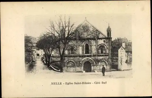 Ak Melle Deux Sèvres, Eglise St Hilaire, Cote Sud