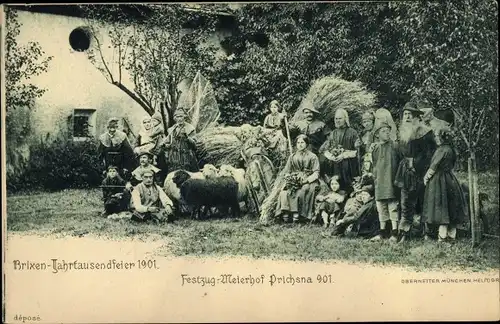 Ak Brixen Bozen Südtirol, Jahrtausendfeier 1901, Festzug Meterhof Prichsna 901