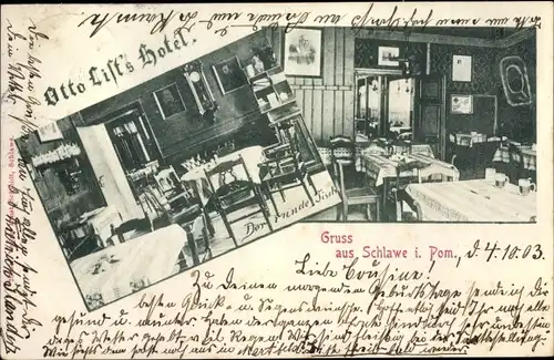 Ak Sławno Schlawe Pommern, Otto List's Hotel, der runde Tisch