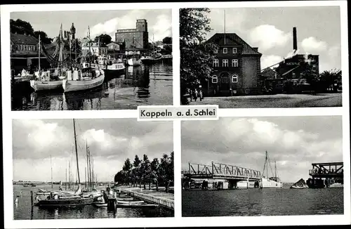 Ak Kappeln an der Schlei, Hafen, Nestle Werk, geöffnete Zugbrücke